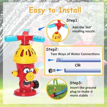 Sprinkler for Kids, Kids Sprinkler, Water Sprinkler for Kids with Roating Spray Nozzles, Sprinklers for Yard Kids, Kids Sprinklers for Yard, Fun Summer Toys for Boys Girls Toddlers Dogs Pets