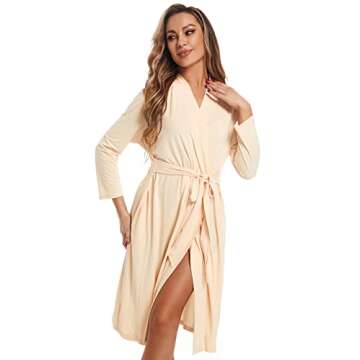 QTECLOR Maternity Robe with Matching Swaddle Blanket Set,Maternity Barhrobe Delivery Labor Robe for Hospital Women Dress