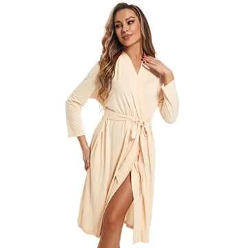 QTECLOR Maternity Robe with Matching Swaddle Blanket Set,Maternity Barhrobe Delivery Labor Robe for Hospital Women Dress