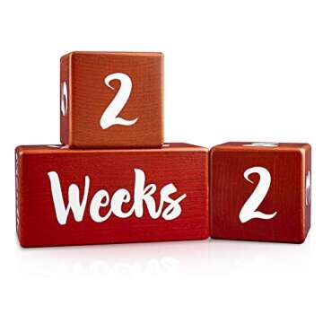 Growing Gifts Baby Milestone Blocks for Boys and Girls (3 Pc. Set) | 1-52 Weekly, Monthly, First Year, and Yearly Photo Props | Real, Natural Wood Keepsakes | Shower, Newborn, Infant | UPDATED PRODUCT