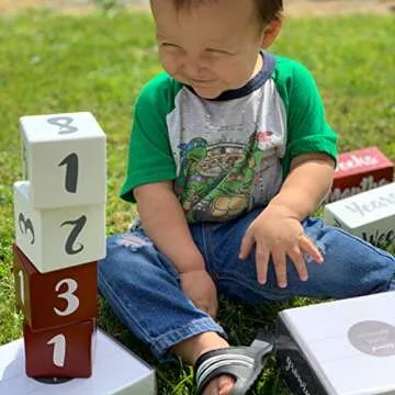 Growing Gifts Baby Milestone Blocks for Boys and Girls (3 Pc. Set) | 1-52 Weekly, Monthly, First Year, and Yearly Photo Props | Real, Natural Wood Keepsakes | Shower, Newborn, Infant | UPDATED PRODUCT