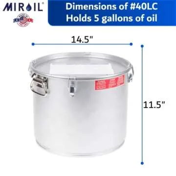 MirOil #40L - 5 Gal Grease Bucket & Oil Filter Pot For Filtering of Hot Cooking Oil, Gasket Safety Lid with Quick Lock Clips, For Fryer Capacity Up to 35 lbs