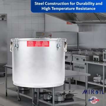 MirOil #40L - 5 Gal Grease Bucket & Oil Filter Pot For Filtering of Hot Cooking Oil, Gasket Safety Lid with Quick Lock Clips, For Fryer Capacity Up to 35 lbs