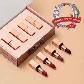 Bossy Cosmetics Luxe Lipstick Set, Matte, Long Lasting, Hydrating Vegan with Vitamin E & Watermelon Seed Oil, Oprah's Favorite Things 2021, Pack of 4