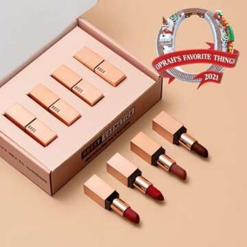 Bossy Cosmetics Luxe Lipstick Set, Matte, Long Lasting, Hydrating Vegan with Vitamin E & Watermelon Seed Oil, Oprah's Favorite Things 2021, Pack of 4