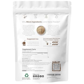 Micro Ingredients Organic Lions Mane Mushroom Supplement Powder, 16 Ounce | Natural Superfood for Br...