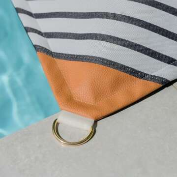 Big Joe Lux Lagoon Lounger Pool Float, Black and White Cape Stripe, Premier Mesh, Durable UV Protected Polyester Blend, No Inflation Needed