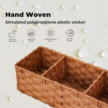 GRANNY SAYS Bathroom Toilet Organizer, Back of Toilet Storage Basket, Waterproof Storage Baskets for Toilet Tank, 3 Section Bathroom Organizer Baskets, Caramel Orange, 2-Pack