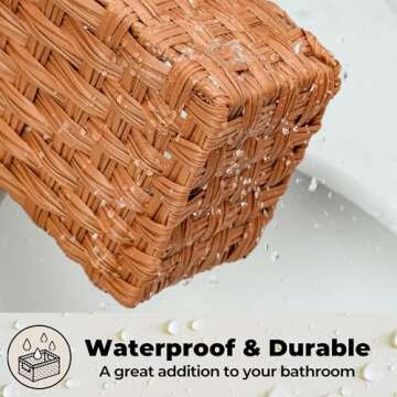 GRANNY SAYS Bathroom Toilet Organizer, Back of Toilet Storage Basket, Waterproof Storage Baskets for Toilet Tank, 3 Section Bathroom Organizer Baskets, Caramel Orange, 2-Pack