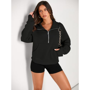 AUTOMET Womens Half Zip Fleece Hoodie for Fall Fashion