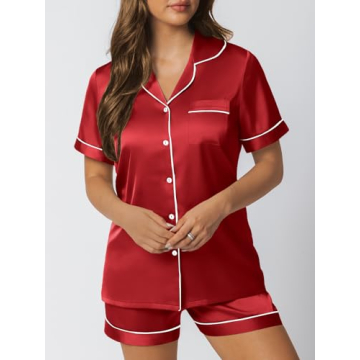 LILLUSORY Women’s Silk Satin Pajama Lounge Set