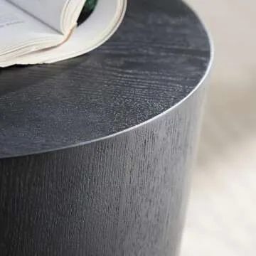 kevinplus Nesting Coffee Table Set of 2 for Living Room, Modern Round End Table Set, Wooden Circle Side Table and Accent Furniture for Bedroom Balcony Lounge Home Office, No Assembling, Matte Black