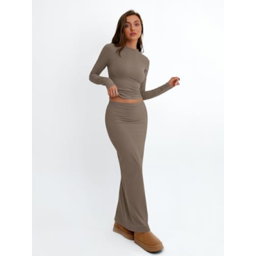 Trendy Queen 2 Piece Skirt Set for Women Long Sleeve Set