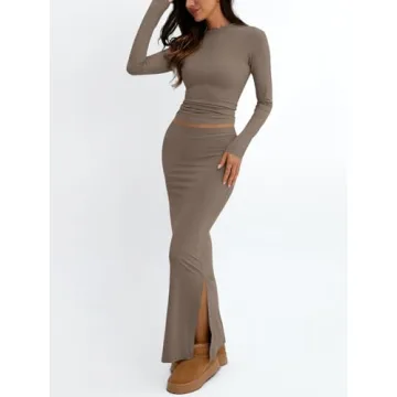 Trendy Queen 2 Piece Skirt Set for Women Long Sleeve Set