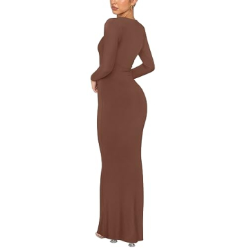 REORIA Women’s Elegant Long Sleeve Bodycon Maxi Dress