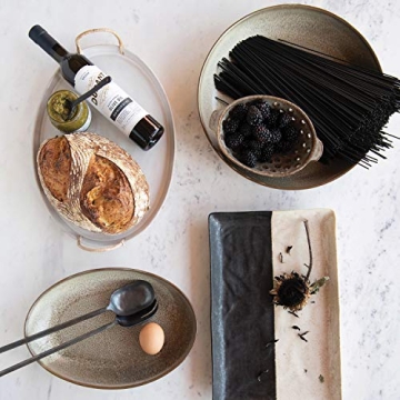 Creative Co-Op Stoneware Serving Tray with Handles