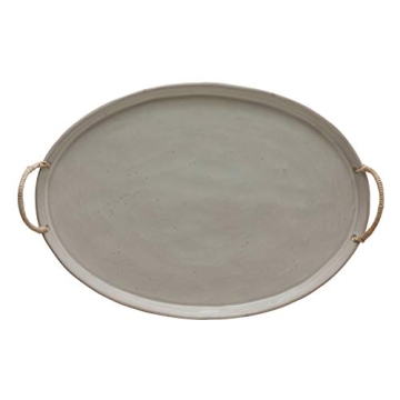 Creative Co-Op Stoneware Serving Tray with Handles