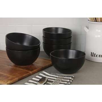 10 Strawberry Street Wazee Matte 5.5"/16oz Cereal Bowl, Set of 6, Black