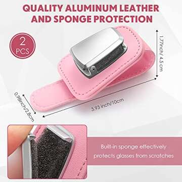 2 Packs Car Glasses Holder Universal Car Visor Sunglasses Holder Clip Leather Eyeglasses Hanger and ...