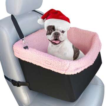 Large Dog Car Seat for Small to Medium Dogs- Pink Dog Booster Seat - Washable and Adjustable Pet Tra...