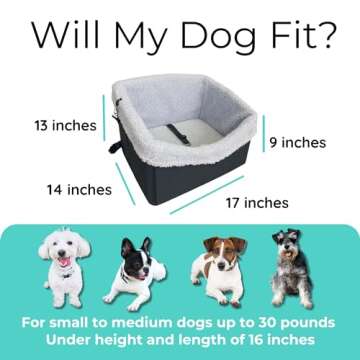 Large Dog Car Seat for Small to Medium Dogs- Pink Dog Booster Seat - Washable and Adjustable Pet Travel Carrier Bed- Includes Safety Seat Belt Tether for Dogs, Puppies, and Pets up to 30 lbs