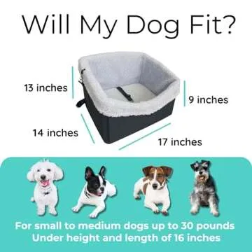 Large Dog Car Seat for Small to Medium Dogs- Pink Dog Booster Seat - Washable and Adjustable Pet Travel Carrier Bed- Includes Safety Seat Belt Tether for Dogs, Puppies, and Pets up to 30 lbs