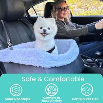 Large Dog Car Seat for Small to Medium Dogs- Pink Dog Booster Seat - Washable and Adjustable Pet Travel Carrier Bed- Includes Safety Seat Belt Tether for Dogs, Puppies, and Pets up to 30 lbs