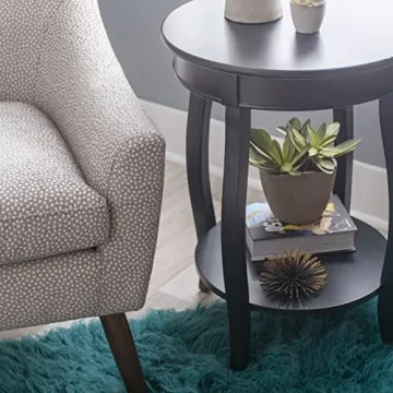 Powell Furniture Round Accent Table with Shelf - Stylish Functionality