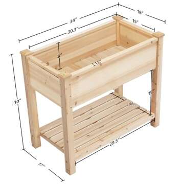 Yaheetech 34x18x30in Horticulture Raised Garden Bed Planter Box with Legs & Storage Shelf Wooden Elevated Vegetable Growing Bed for Flower/Herb/Backyard/Patio/Balcony