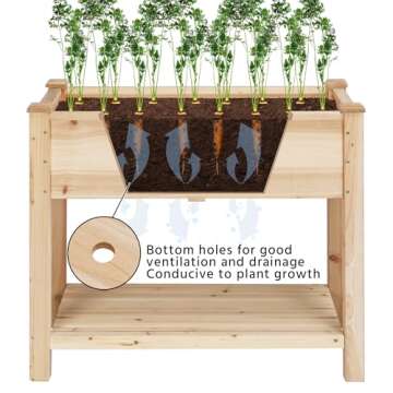 Yaheetech 34x18x30in Horticulture Raised Garden Bed Planter Box with Legs & Storage Shelf Wooden Elevated Vegetable Growing Bed for Flower/Herb/Backyard/Patio/Balcony