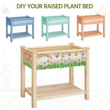 Yaheetech 34x18x30in Horticulture Raised Garden Bed Planter Box with Legs & Storage Shelf Wooden Elevated Vegetable Growing Bed for Flower/Herb/Backyard/Patio/Balcony