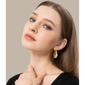 Trendy Chunky Gold Fin Earrings with Hypoallergenic Posts
