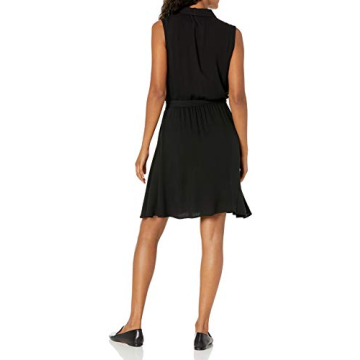 Amazon Essentials Women's Sleeveless Relaxed-Fit Woven Shirt Dress, Black, Small