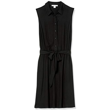 Amazon Essentials Women's Sleeveless Relaxed-Fit Woven Shirt Dress, Black, Small