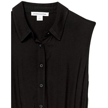 Amazon Essentials Women's Sleeveless Relaxed-Fit Woven Shirt Dress, Black, Small