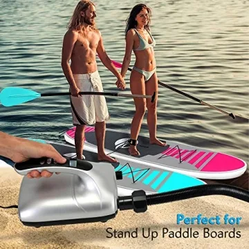 SereneLife Inflatable Paddle Board Pump Compressor - 20PSI High Pressure SUP Inflator - 12V DC Car Connector - Electric Air Pump for Paddle Boards, Boats, Rafts, Pool Toys, Water Sports