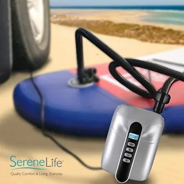 SereneLife Inflatable Paddle Board Pump Compressor - 20PSI High Pressure SUP Inflator - 12V DC Car Connector - Electric Air Pump for Paddle Boards, Boats, Rafts, Pool Toys, Water Sports