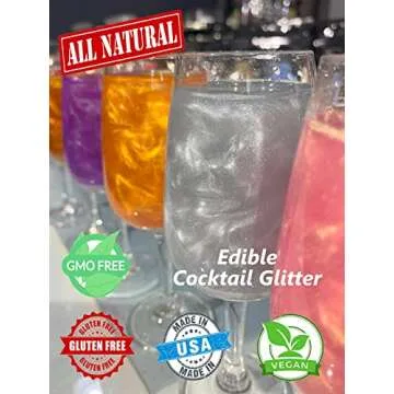 Snowy River Edible Pink Cocktail Glitter - All Natural Beverage for Cocktails, Margaritas, Wine Glitter, Beer Drink Synthetic Free (4 Gram, Pink)