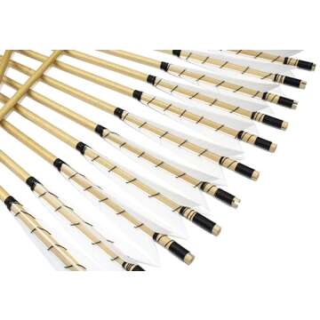 TTFLY FLETCHING 32 inch White Medieval Wooden Arrows Handmade Shaft Practice Targeting Arrow Archery...