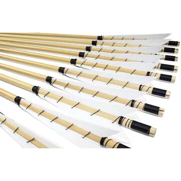 TTFLY FLETCHING 32 inch White Medieval Wooden Arrows Handmade Shaft Practice Targeting Arrow Archery for Recurve Longbow(Pack 12)