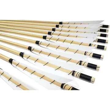 TTFLY FLETCHING 32 inch White Medieval Wooden Arrows Handmade Shaft Practice Targeting Arrow Archery for Recurve Longbow(Pack 12)