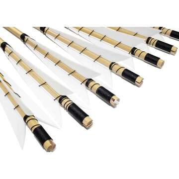 TTFLY FLETCHING 32 inch White Medieval Wooden Arrows Handmade Shaft Practice Targeting Arrow Archery for Recurve Longbow(Pack 12)