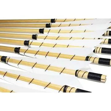 TTFLY FLETCHING 32 inch White Medieval Wooden Arrows Handmade Shaft Practice Targeting Arrow Archery for Recurve Longbow(Pack 12)