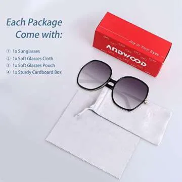 ANDWOOD Oversized Sunglasses for Women Big Large Square Wide Frame Shades Retro Trendy Fashion UV Protection Black Sun glasses