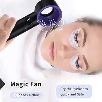 Lash Fan USB Mini Portable Fan Rechargeable Bladeless Fan Handheld Air Conditioning Cooling Dryer for Eyelash, Accelerated Drying Eyelash Extensions Glue/Adhesive Essential Eyelash Extension Supplies