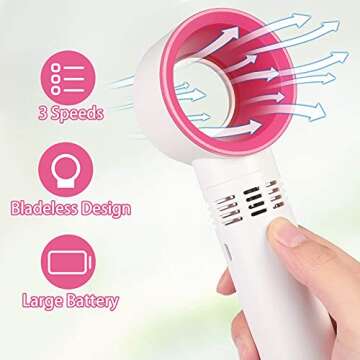 Lash Fan USB Mini Portable Fan Rechargeable Bladeless Fan Handheld Air Conditioning Cooling Dryer for Eyelash, Accelerated Drying Eyelash Extensions Glue/Adhesive Essential Eyelash Extension Supplies