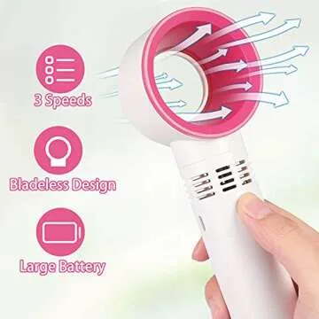 Lash Fan USB Mini Portable Fan Rechargeable Bladeless Fan Handheld Air Conditioning Cooling Dryer for Eyelash, Accelerated Drying Eyelash Extensions Glue/Adhesive Essential Eyelash Extension Supplies