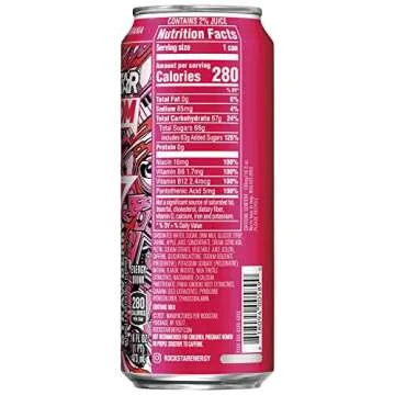 Rockstar Boom Energy Drink, Strawberry Flavor, 24-Pack
