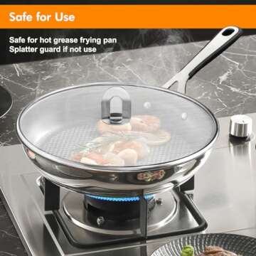 Snowyee Splatter Screen for Frying Pan, Grease Splatter Guard Stainless Steel Large 13” and Small ...