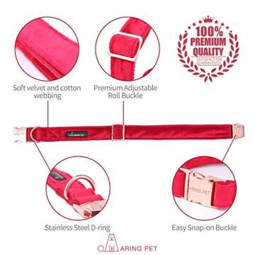 ARING PET Dog Collar and Leash, Velvet Dog Collar and Leash Set, Soft & Comfy, Adjustable Collars fo...